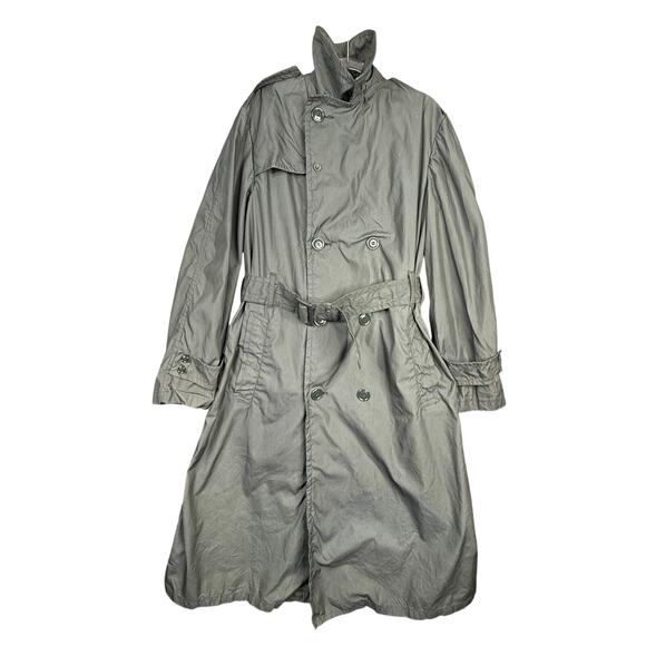 Vintage 60s Army Size 36 L Military Dark Academia MInimalist Rain/Trench Coat - Picture 1 of 9